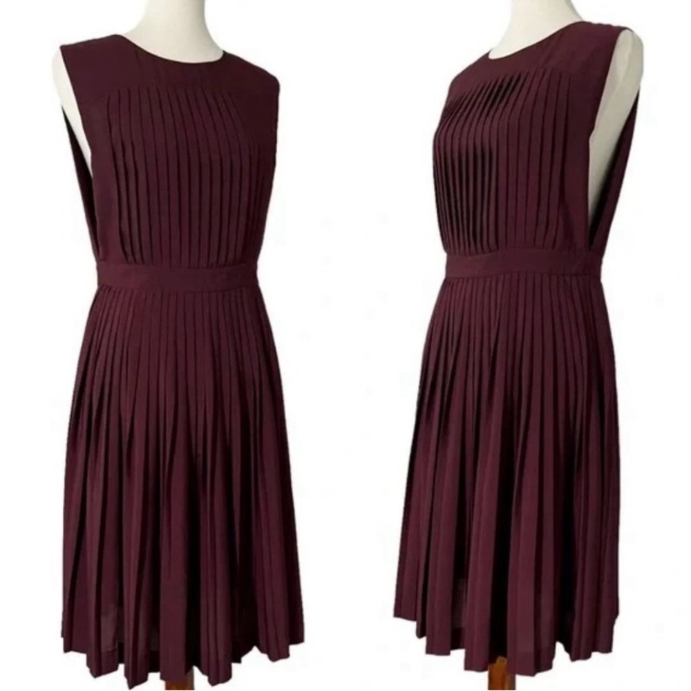 All Saints Pleated Raegan Sleeveless Oxblood Dress
